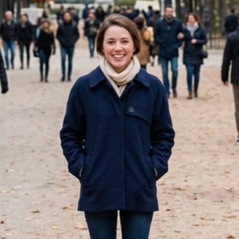 Abercrombie & Fitch Navy Blue Wool Blend Coat